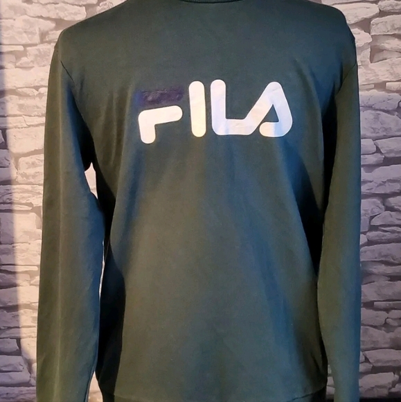 Vtg Fila Khaki Green lightweight Sweatshirt Sweater Top Jumper  S 36" - Picture 3 of 6
